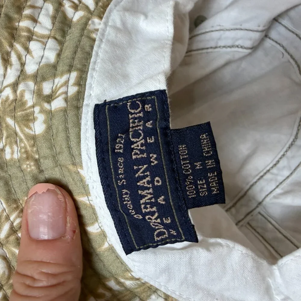 Dorfman Pacific Headware Sage Green hawaiian floral Bucket hat Size Medium
